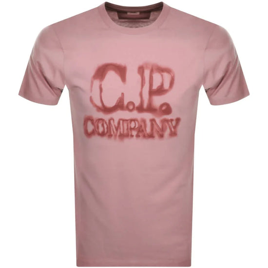 Blurry Logo Print T-Shirt - Casual Basement