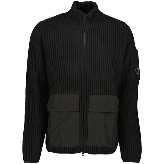 Lambswool Mixed Zipped Lens Cardigan - Casual Basement