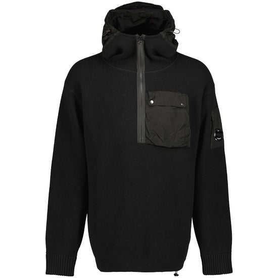 Lambswool Mixed Quarter Zip Hooded Lens Knit - Casual Basement