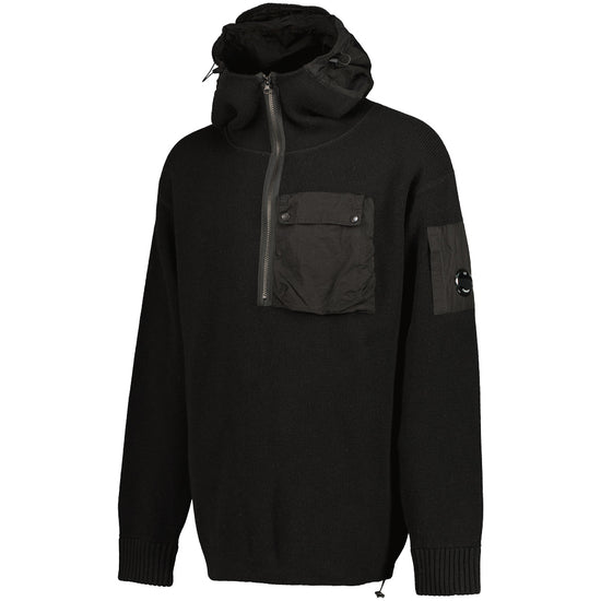 Lambswool Mixed Quarter Zip Hooded Lens Knit - Casual Basement