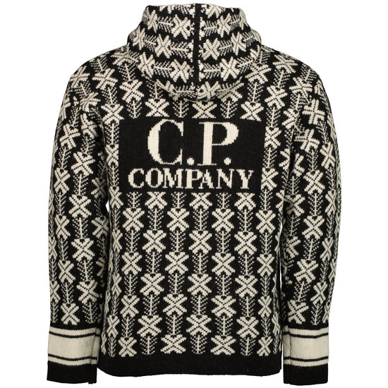 Wool Jacquard Logo Hooded Knit - Casual Basement