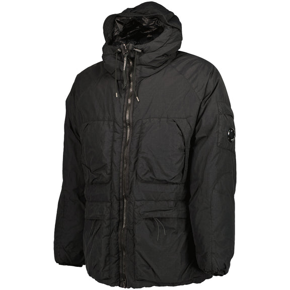 C.P. Company | Long Flatt Nylon Down Lens Jacket - Black