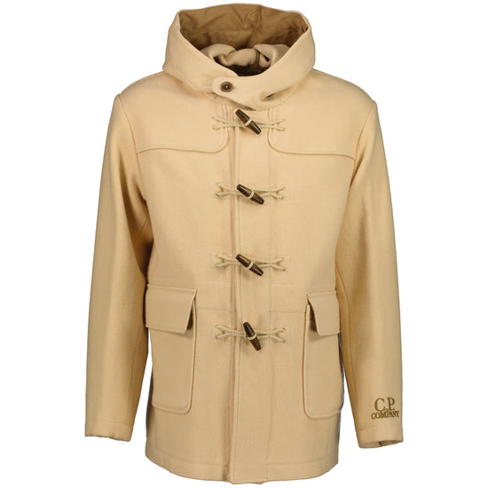 Hooded Cuff Logo Duffel Coat - Casual Basement