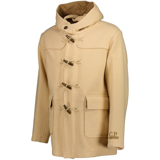 Hooded Cuff Logo Duffel Coat - Casual Basement