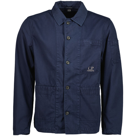 Military Twill Embroidered Logo Overshirt - Casual Basement
