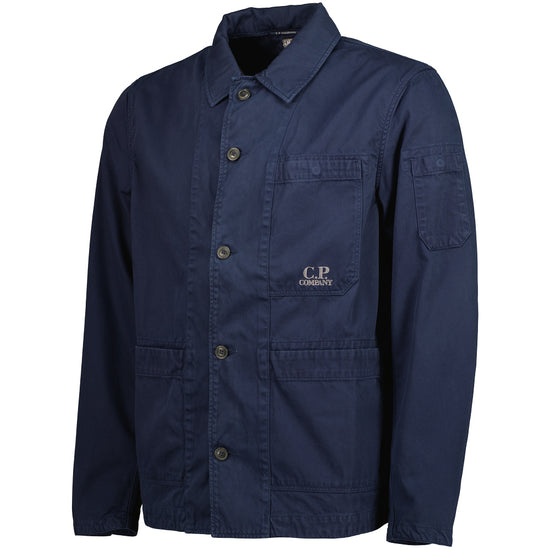Military Twill Embroidered Logo Overshirt - Casual Basement