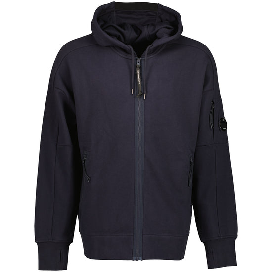 Diagonal Raised Fleece Lens Zip Hoodie - Casual Basement