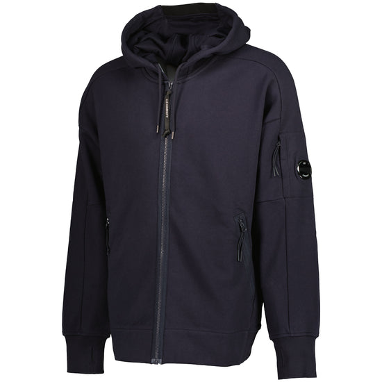 Diagonal Raised Fleece Lens Zip Hoodie - Casual Basement