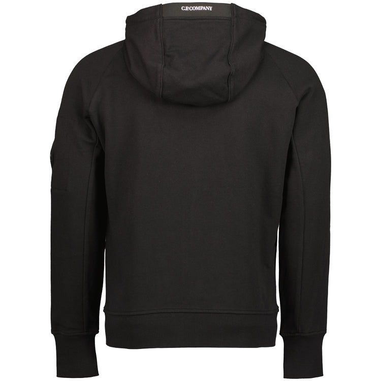 C.P. Company | Diagonal Raised Fleece Lens Zip Hoodie - Black