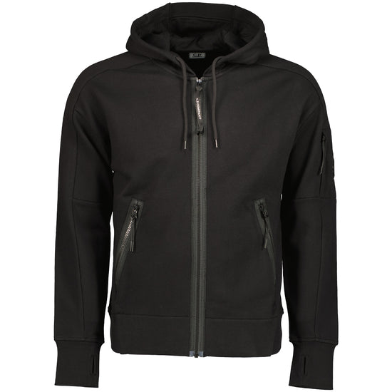 Diagonal Raised Fleece Lens Zip Hoodie - Casual Basement
