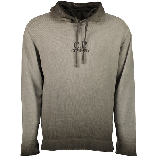 Chenille Two Tone Hooded Logo Knit - Casual Basement