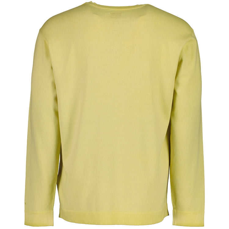Cotton Crepe Crewneck Cuff Logo Knit - Casual Basement