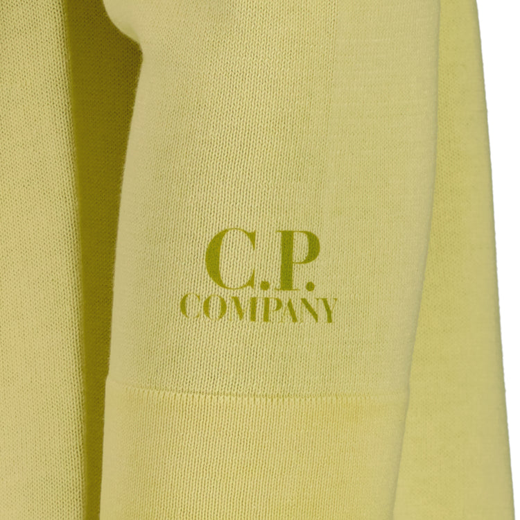 Cotton Crepe Crewneck Cuff Logo Knit - Casual Basement