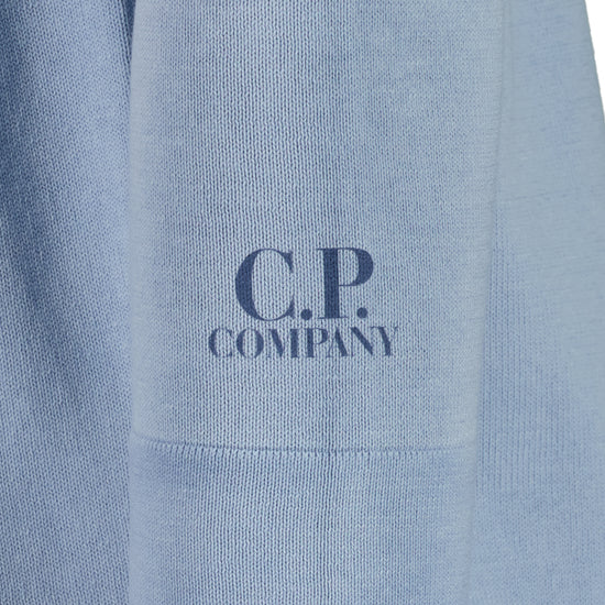 Cotton Crepe Crewneck Cuff Logo Knit - Casual Basement