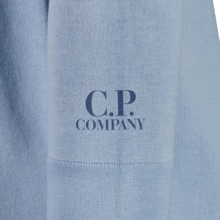 Cotton Crepe Crewneck Cuff Logo Knit - Casual Basement