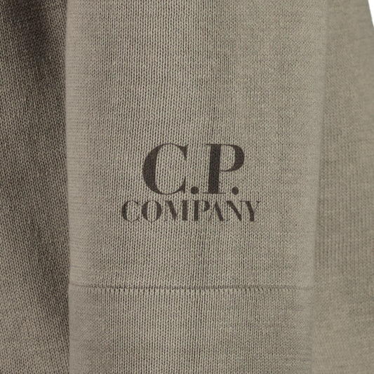 Cotton Crepe Crewneck Cuff Logo Knit - Casual Basement