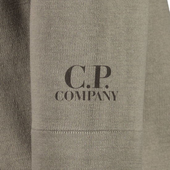 Cotton Crepe Crewneck Cuff Logo Knit - Casual Basement