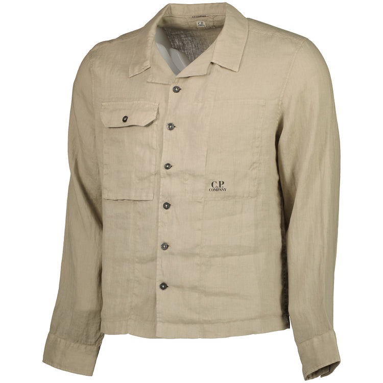 Long Sleeve Linen Overshirt - Casual Basement