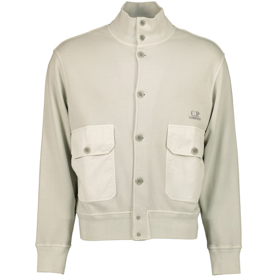 Diagonal Fleece Resist Dyed Logo Cardigan - Casual Basement
