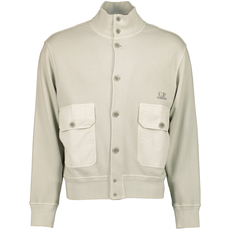 Diagonal Fleece Resist Dyed Logo Cardigan - Casual Basement