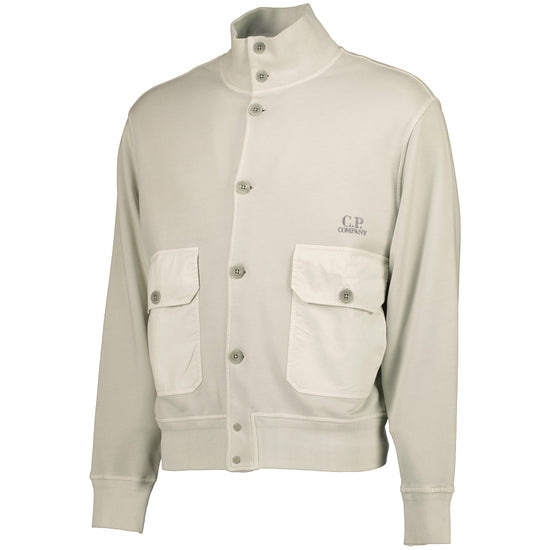 Diagonal Fleece Resist Dyed Logo Cardigan - Casual Basement