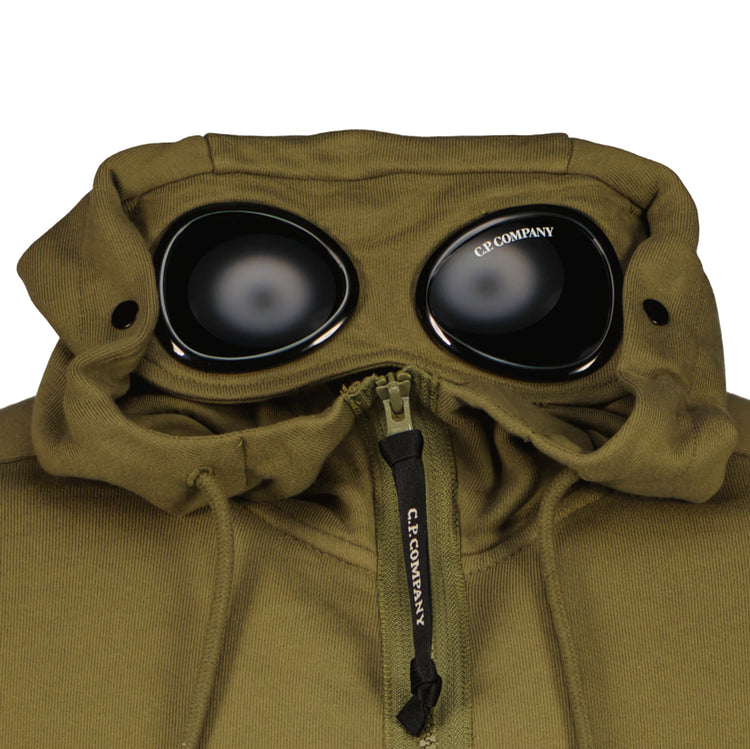 Diagonal Raised Fleece Zipped Goggle Hoodie - Casual Basement