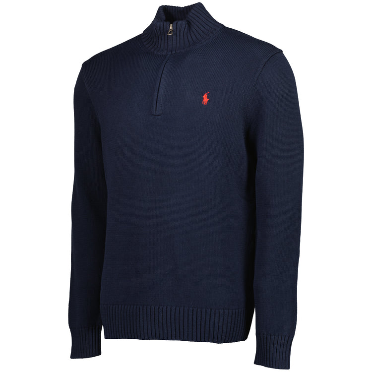 Mesh-Knit Cotton Quarter Zip Jumper