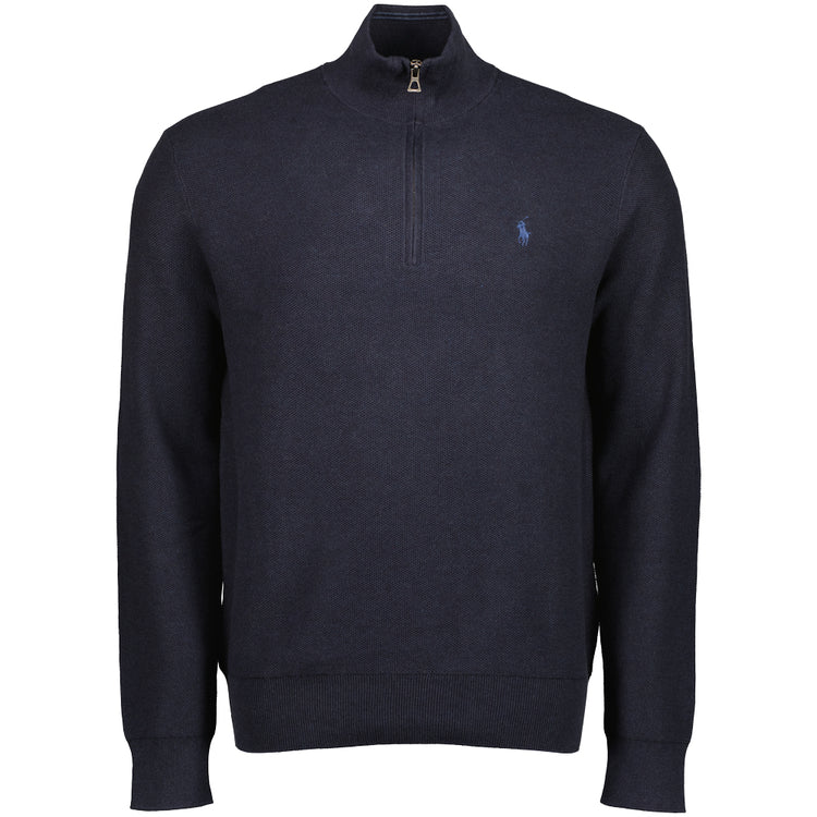 Mesh-Knit Cotton Quarter Zip Jumper
