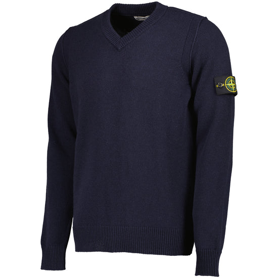 Lambswool V-Neck Knitted Sweatshirt - Casual Basement