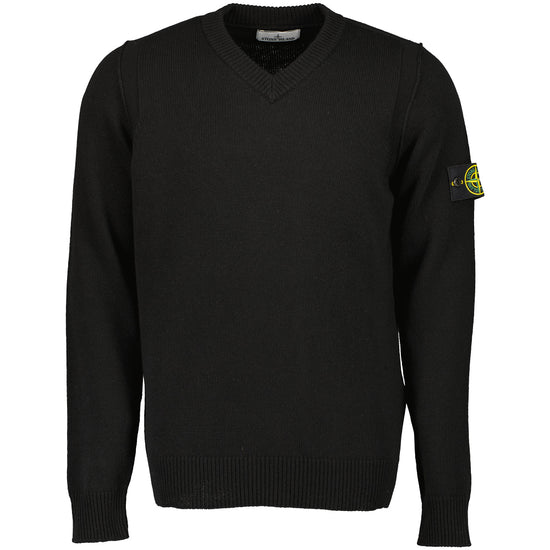 Lambswool V-Neck Knitted Sweatshirt - Casual Basement