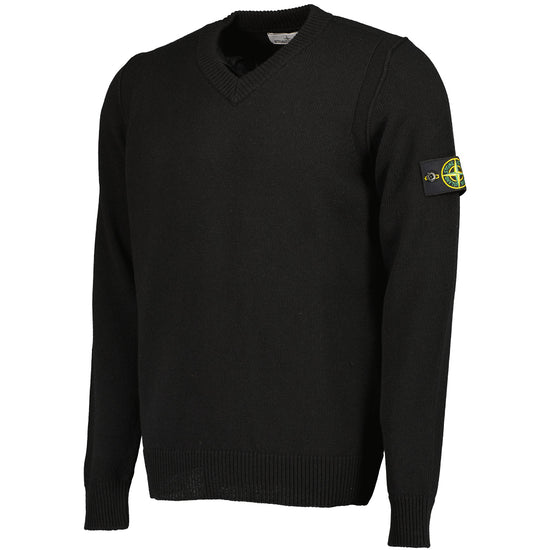 Lambswool V-Neck Knitted Sweatshirt - Casual Basement