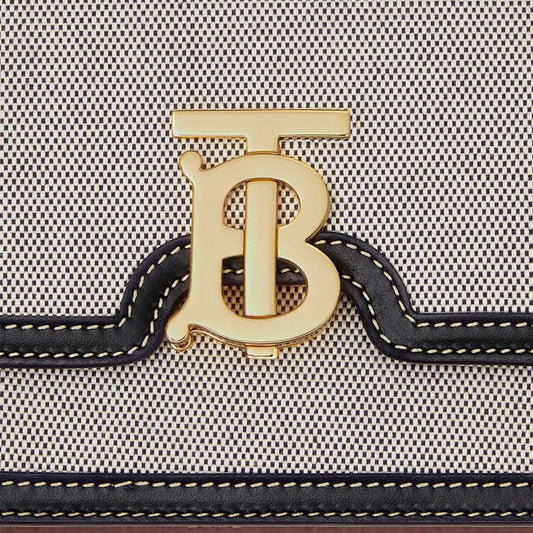 Small TB Canvas & Leather Shoulder Bag