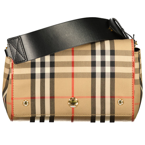 Mini Vintage Check & Leather Crossbody Bag - Casual Basement