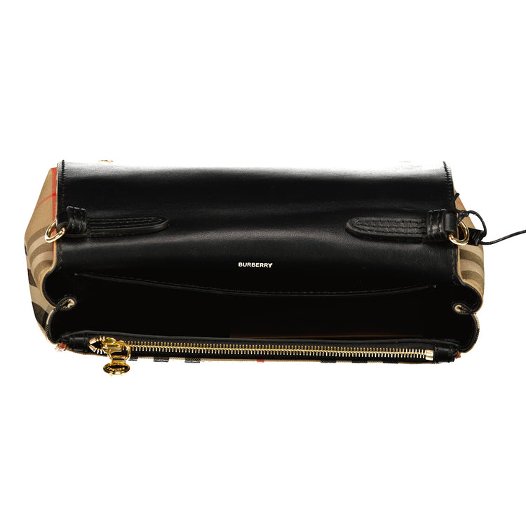 Mini Vintage Check & Leather Crossbody Bag - Casual Basement