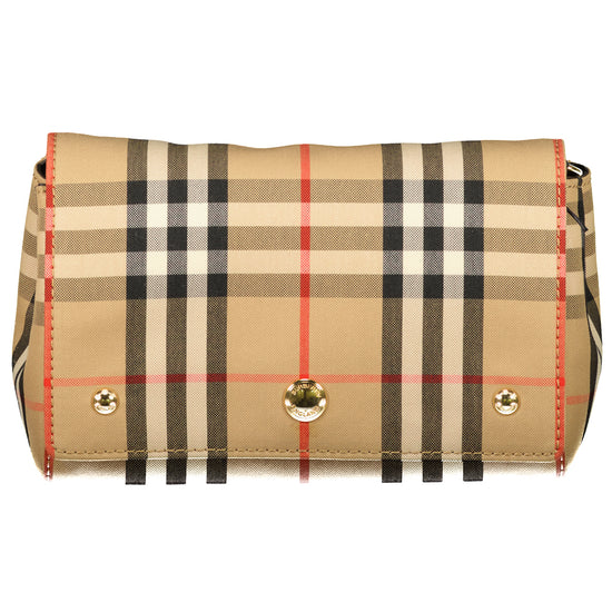 Mini Vintage Check & Leather Crossbody Bag - Casual Basement