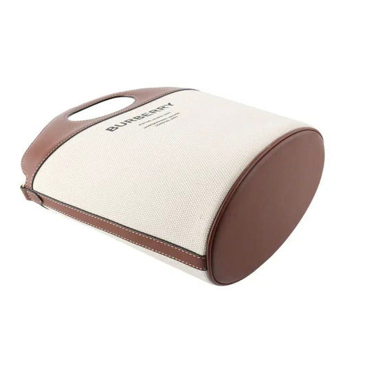 Small Two-Tone Canvas And Leather Pocket Bucket Bag - Casual Basement