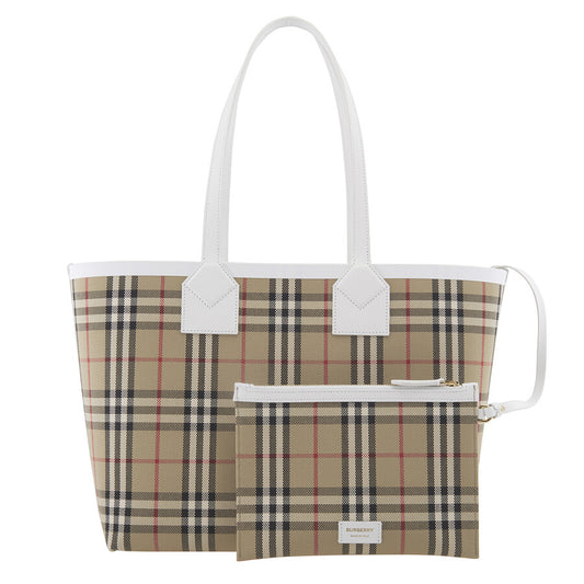 Check Cotton Canvas Medium London Tote