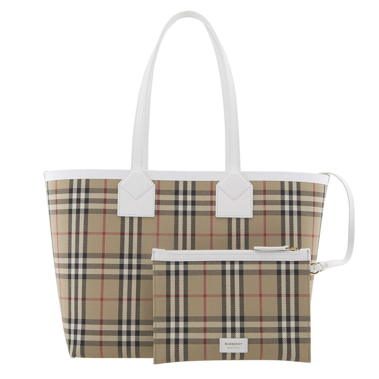 Check Cotton Canvas Medium London Tote