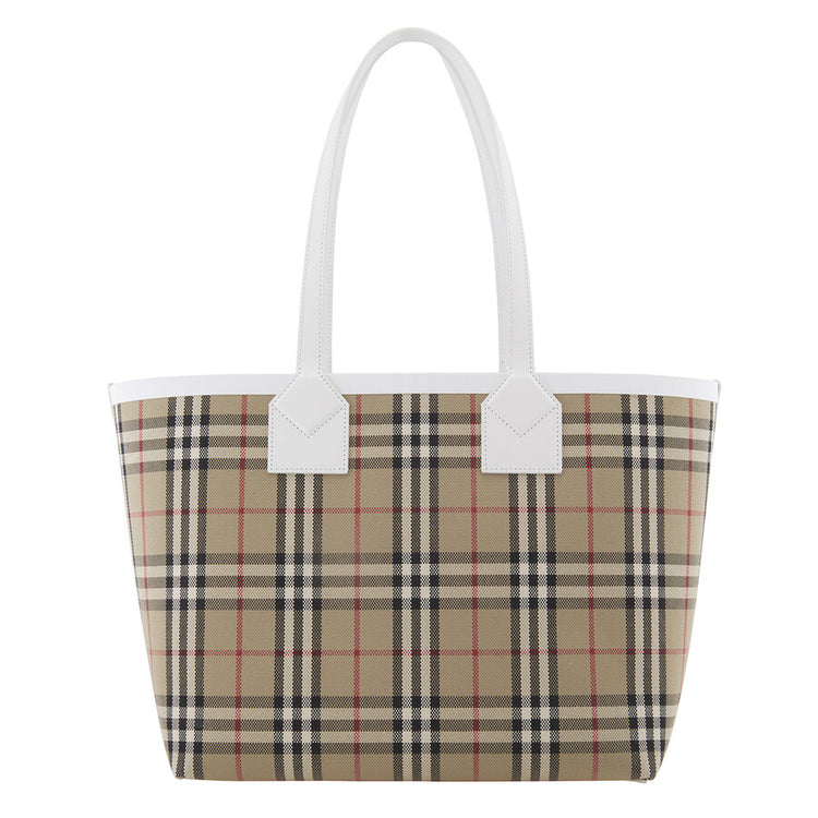 Check Cotton Canvas Medium London Tote