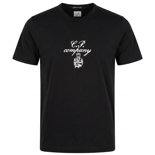 Calligraphic Logo Print T-Shirt - Casual Basement