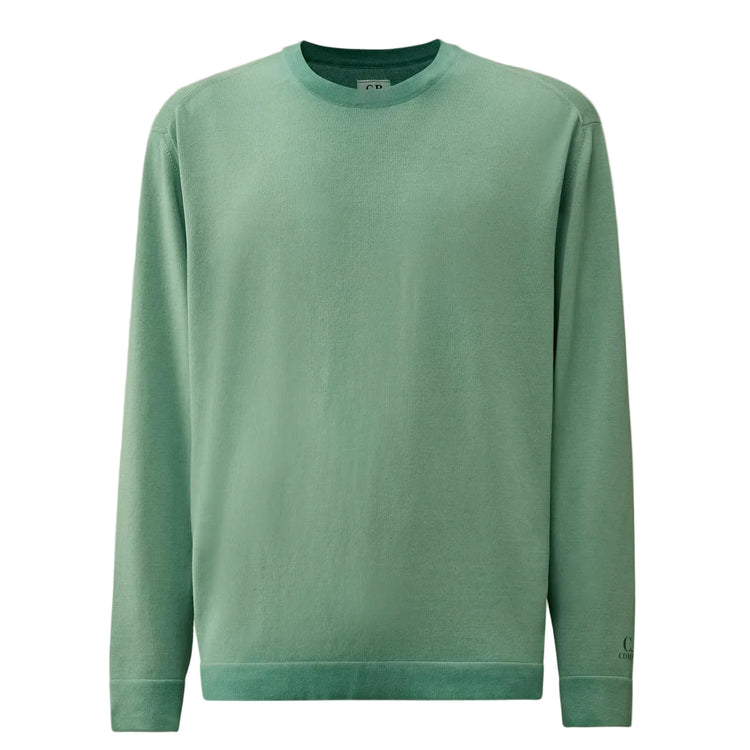 Cotton Crepe Crewneck Cuff Logo Knit (TBC) - Casual Basement