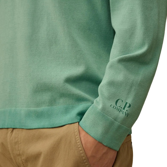 Cotton Crepe Crewneck Cuff Logo Knit (TBC) - Casual Basement