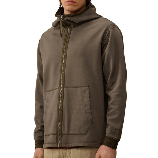 Diagonal Fleece Zip Hoodie - Casual Basement