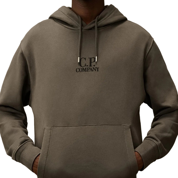 Diagonal Fleece Resist Dyed Logo Hoodie - Casual Basement