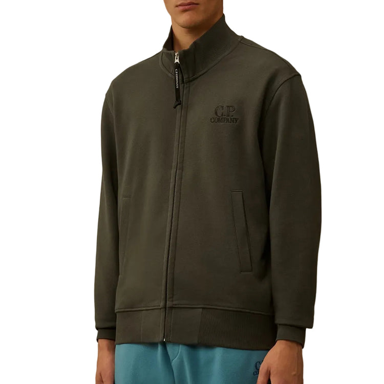 Diagonal Fleece Zip Logo Sweatshirt