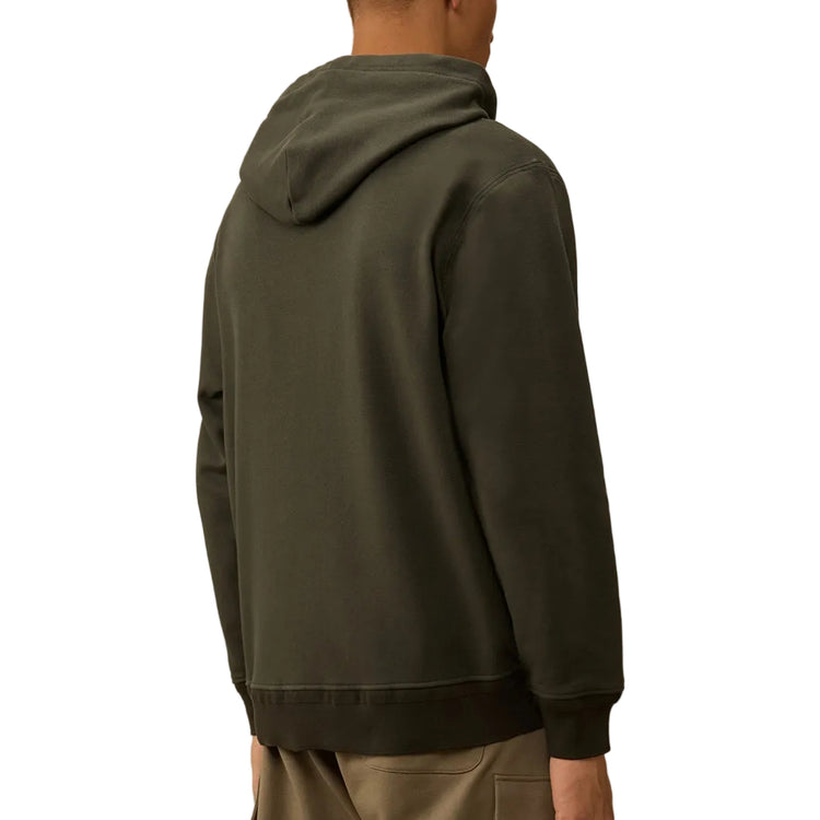 Diagonal Fleece Zip Logo Hoodie