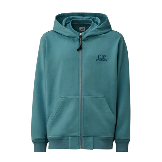 Diagonal Fleece Zip Logo Hoodie - Casual Basement