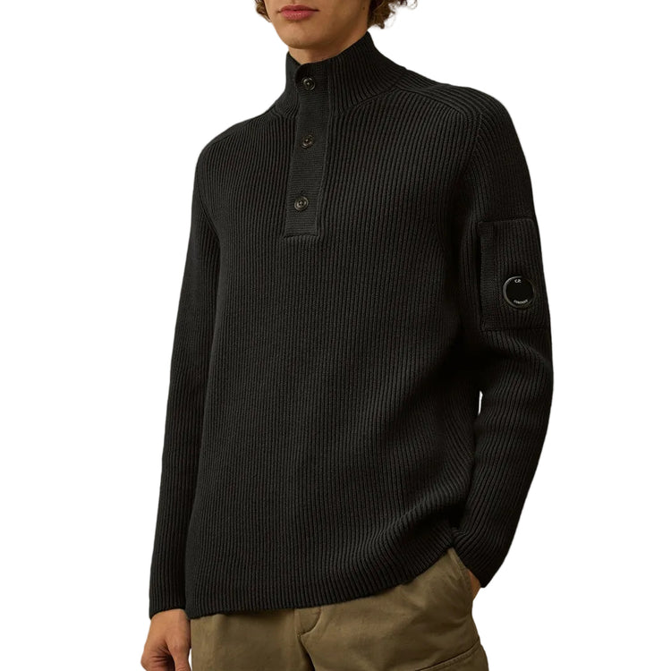 Full Rib Half Button Lens Knit