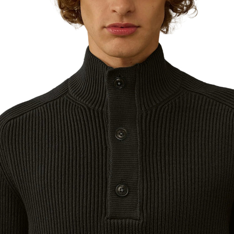 Full Rib Half Button Lens Knit