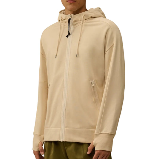 Diagonal Raised Fleece Zipped Goggle Hoodie